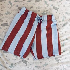 H&M Kids Striped Drawstring Shorts in Light Blue and Rust Red